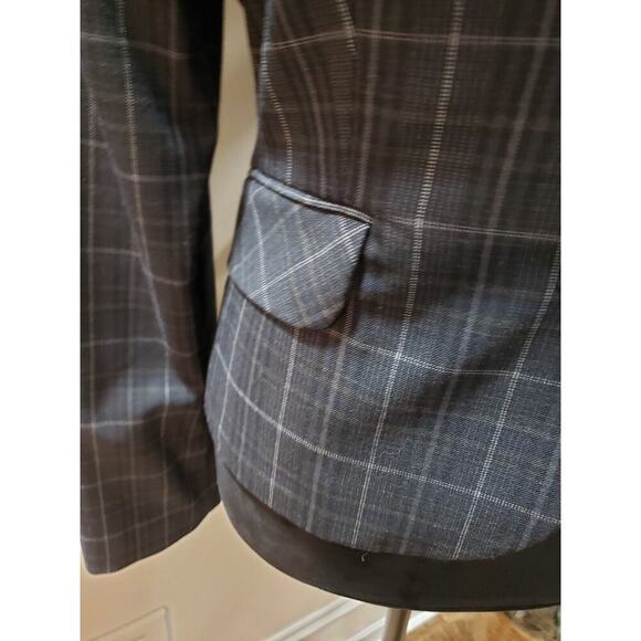 Express Design Studio Women Gray Plaid Single Breasted Two Button Blazer Size 10 - Picture 4 of 13